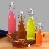 Bouteille en verre transparente à fermeture à pression de 250 ml, 500 ml, 1000 ml, avec bouchon en silicone en acier inoxydable, réutilisable, pour boissons énergisantes