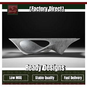 Table à manger en marbre blanc <span class=keywords><strong>Bianca</strong></span> Carrara GOLDKING, pierre naturelle, finition lustrée anti-décoloration, villas élégantes, restaurants gastronomiques - Product Image 1