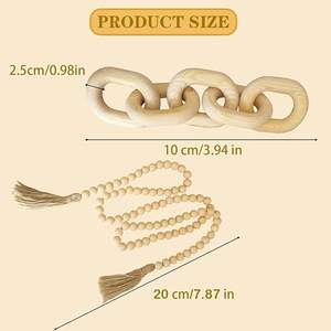 Décoration de table à manger de style bohème, ferme et rural, soigneusement conçue, avec 5 chaînes en bois et perles naturelles - Product Image 2