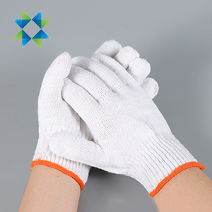 Guantes de trabajo de seguridad para las manos de algodón de punto blanco blanqueado resistente lavable de protección industrial SKPURE - Product Image 6