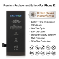 Batterie Li-ion polymère de remplacement 100 % compatible pour les modèles 6-15 Pro Max/Plus/X/XR/XS/11/12/12Pro - En stock - Garantie 18 mois