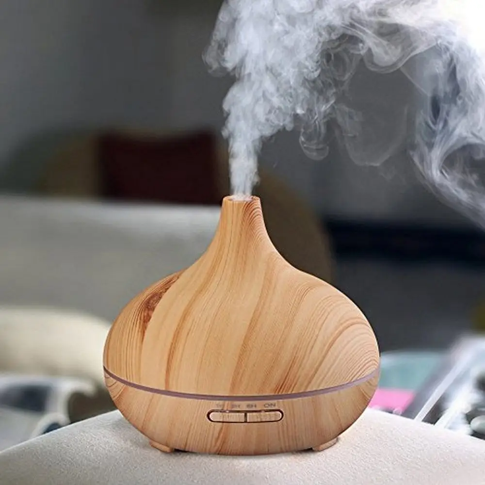 Electric Burner 400ミリリットルLED Ultrasonic Humidifier Essential Oil Diffuser Air Freshener Homes Aroma Incense Wood Grain