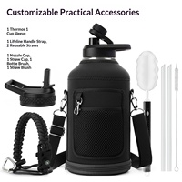 Bouteille d'eau de sport grande capacité 64/87/128oz sans BPA, qualité alimentaire, réutilisable, anti-fuite, portable, avec logo personnalisé, vente en gros