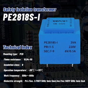 Transformateur à montage sur circuit imprimé scellé à l'époxy YHDC PE2818S-I 3VA 110/220/230/380V AC 6-24V Secondaire UL94-V0 Ignifuge CE/RoHS - Product Image 2