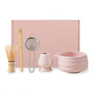 Ensemble d'accessoires pour matcha japonais, MOQ 20 pièces, fouet à matcha rose, bol à matcha, support pour fouet en céramique, kit de cérémonie fait main, personnalisable - Product Image 1