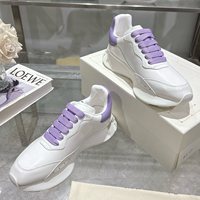 Sneakers rétro à plateforme en cuir véritable unisexe de style italien avec lacets, semelle intermédiaire EVA et semelle extérieure EVA