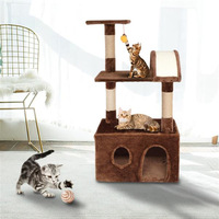 Grand arbre à chat en bois de luxe pour Halloween, 54,5 pouces, avec double niche, griffoir, maison et tour de meubles pour animaux de compagnie