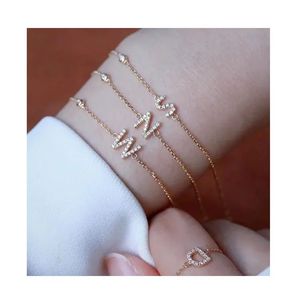 Bijoux de mode Xinfly, bracelet et bague en or véritable 18 carats avec diamant, initiale personnalisée, lettre alphabet - Product Image 1
