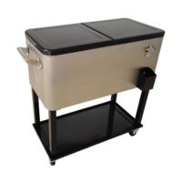 Chariot isotherme roulant 73L en métal, glacière à roulettes pour garder au frais lors de vos fêtes