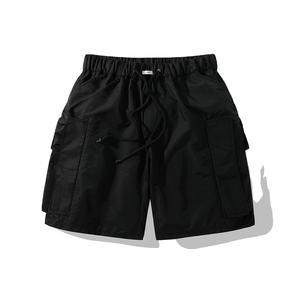 Short de travail décontracté ample pour hommes 2024 été respirant multi-poches couleur unie vêtements d'extérieur - Product Image 1