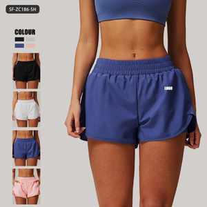 Pantalones cortos de Yoga de secado rápido sin costuras de cintura alta con forro incorporado-Control de barriga Levantamiento de glúteos Correr Gimnasio Entrenamiento Pantalones cortos atléticos - Product Image 1