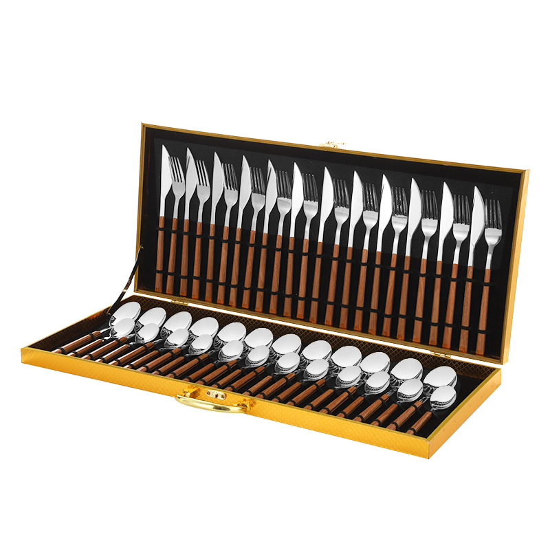 Ensemble de 48 pièces à manche carré - argent