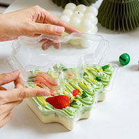 Boîte à gâteau transparente de qualité alimentaire en forme de sapin de Noël, style boîte à fruits coupés, pour mousse, tiramisu, crème, fraises, emballage de pâtisserie