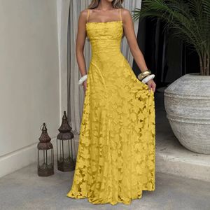 Elegant <b>White</b> Floral <b>Lace</b> Backless Maxi Dress Spaghetti Straps <b>Lace</b> Up Formal Wedding Bridesmaid Evening Gown - Product Image 6