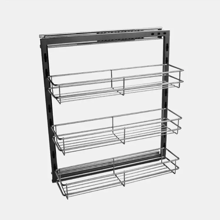 Kitchen accessories, pull out bottle basket side mounted storage bottle rack in cabinet