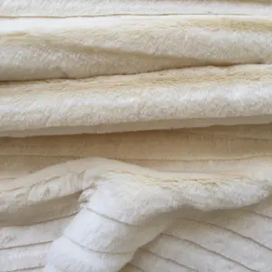 Sıcak taklit tavşan saç Polyester kabarık çizgili döşemelik malzeme uzun peluş suni kürk kumaş
