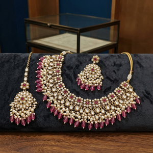 Indian Traditional Antique Gold Plated Kundan Choker Necklace <b>Set</b> Pastel MIX Gemstone Bead Bridal Jewelry <b>Set</b> with Earring - Product Image 2
