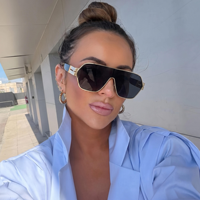 Lunettes de soleil Y2K enveloppantes pour femmes, de marque de luxe, style punk, pour hommes, monture creuse unique, verres dégradés, tendance