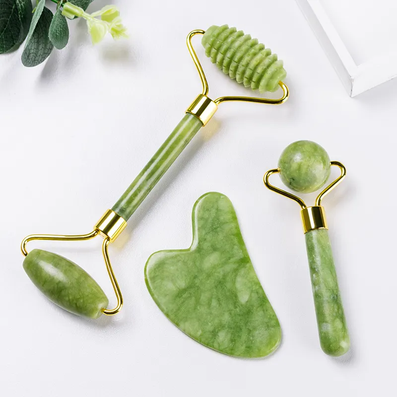 Baixo Preço Real Pedra Natural Xiuyan Green Jade Roller Para Massagem Facial