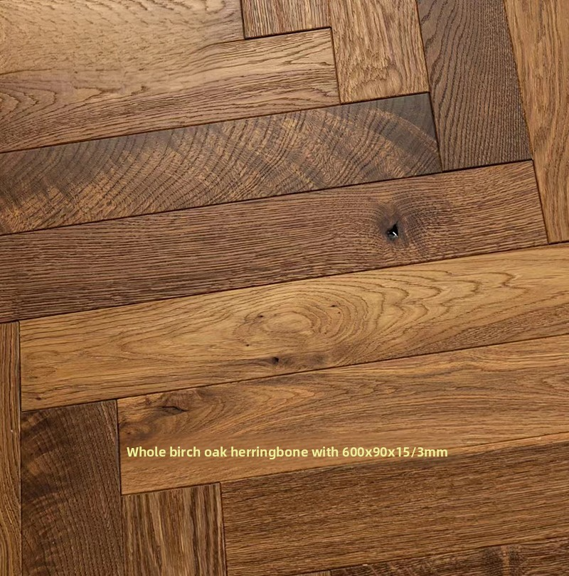 Full birch herringbone splicing 600 * 90 * 15/3; 1㎡