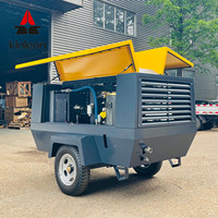 Kompresor Sekrup Portabel Bertenaga Diesel 375CFM 8bar Mesin Pelumas Industri Pertambangan Konstruksi Tangguh