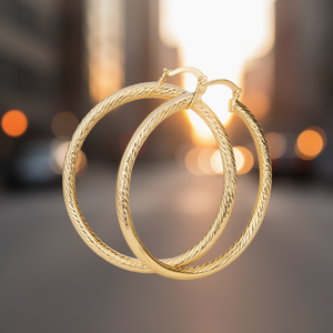 E4438 Orecchini a cerchio dorati per donna Gioielli in lega di zinco stile classico diametro 20 mm - Product Image 2