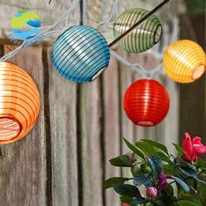 Ever Bright 5.9ft 10 LED Nylon Fabric Lantern Battery Waterproof Garden Light Chain LED Wholesale Outdoor String Lights