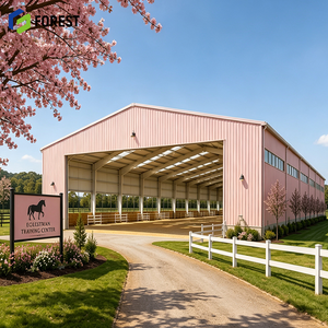 Pavillon sportif modulaire clé en main en acier galvanisé pour l'équitation, grande arène couverte à portée libre pour l'entraînement équestre - Product Image 1
