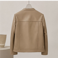 Veste en cuir véritable élégante et simple en peau de mouton, à simple boutonnage, pour le printemps et l'automne