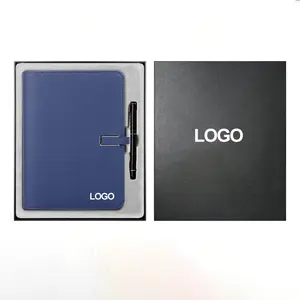 VIP packaging agenda custom logo a5 diary Business power bank battery diary planner leather notebook with 16G flash USB drive