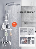 Ensemble de douche de salle de bain moderne de luxe en laiton doré poli, avec pistolet de bidet à main haute pression 4 voies et fonction pluie, vente en gros