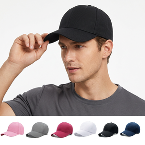 Gorra de Béisbol Negra de 6 Paneles para Hombre, Gorra Ajustada de Algodón de Color Sólido, Estilo Casual para Adultos - Product Image 1