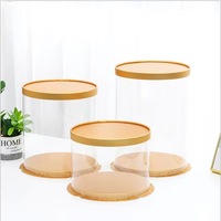 Boîtes à Gâteau d'Anniversaire Transparentes Pas Chères en Gros 18/22cm, Boîtes d'Emballage Cadeau en PET pour Ours en Rose, Mariage, Fête, Noël