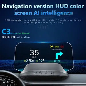2023 Populaire Auto Auto Meter C3 Hud Obd2 Snelheid Rpm Display Gps Multifunctionele Head-Up Display Navigatie Voor Auto 'S