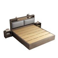 Nouveau Lit Moderne Minimaliste en Chêne Ruisha avec Rangement Intégré et Structure Boîtier Multifonctionnelle – Tailles 150x200cm/180x200cm