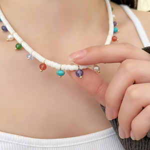 <span class=keywords><strong>Collier</strong></span> ras du cou bohème <span class=keywords><strong>en</strong></span> perles, pierres naturelles et coquillages, bijoux d'été, vente <span class=keywords><strong>en</strong></span> gros CL26-164 - Product Image 2