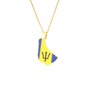Collar con Colgante <span class=keywords><strong>de</strong></span> la <span class=keywords><strong>Isla</strong></span> <span class=keywords><strong>de</strong></span> Barbados <span class=keywords><strong>de</strong></span> Acero Inoxidable, Estilo Étnico Unisex, Joyería para Parejas - Product Image 2
