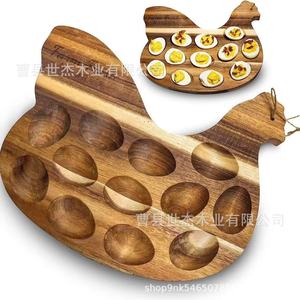 Acacia Wood Chicken Shaped Egg <b>Tray</b> 12 Compartments Wall Mounted Easy To Clean <b>Storage</b> <b>Trays</b> - Product Image 4