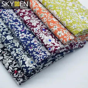 Skygen-tela de algodón 100, tejido liso, suave, floral, vestido, camisa, liberty print