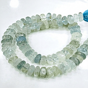 Cuentas Redondas de Aguamarina Natural de 8-10 mm, Cuentas Sueltas de Piedra para Hacer Pulseras, Hilo de 8 Pulgadas - Product Image 1