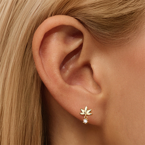 Pendientes de Lujo con Baño de Oro de 18K, Plata de Ley 925, Diseño Clásico de Flor de Loto con Circonita 5A en Forma de Gota de Agua, para Mujer, Ideales para Fiestas - Product Image 5