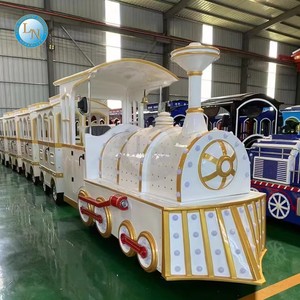 รถไฟท่องเที่ยวแบบใหม่ 24 ที่นั่ง สำหรับใช้ในเมือง รถไฟไร้ราง รถไฟไฟฟ้าขนาดเล็กสำหรับความบันเทิง - Product Image 1