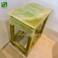 Table et chaises décoratives d'intérieur en marbre vert de style chinois de luxe, sculpture en pierre de jade