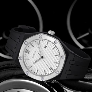 Montre à quartz avec boîtier en alliage d'acier inoxydable, bracelet en silicone sport tendance, calendrier, montre couple - Product Image 2