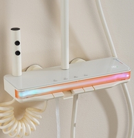 Système de douche intelligent de luxe en laiton chromé poli, panneau mural de salle de bain avec jets de massage et effet pluie, ensemble de douche complet