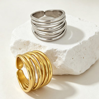 Massiver Mehrfachring, breiter Trendring aus Edelstahl, 18K vergoldet, wasserdicht, anlaufgeschützt, Cocktailring, Geschenk-Schmuck