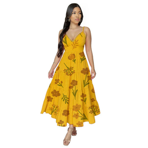 ชุดเดรสผู้หญิงเซ็กซี่พิมพ์ลายสลิงวันหยุดรุ่นล่าสุดคอวีแฟชั่น - Product Image 6