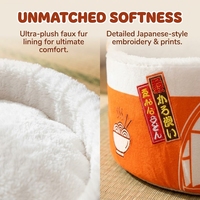 Lit pour chat en forme de bol de ramen japonais, mignon et moelleux, en peluche douce, nid douillet et chaud pour animaux de compagnie, fournitures pour animaux