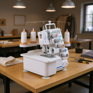 Machine à coudre surjeteuse 550 W, épaisseur de couture 5,5 mm, capacité 2, 3, 5 fils, éclairage LED, cadre métallique, pour ateliers de confection - Product Image 2