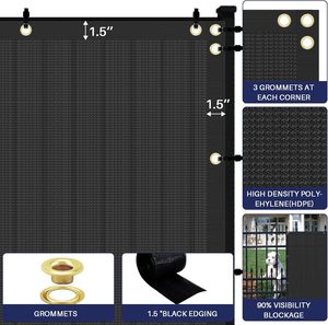 <span class=keywords><strong>Malla</strong></span> de Protección de Privacidad Portátil Impermeable de 6'x50', Resistente, para Proteger de Viento, <span class=keywords><strong>Malla</strong></span> de Sombra para Jardín, Pared Exterior - Product Image 3